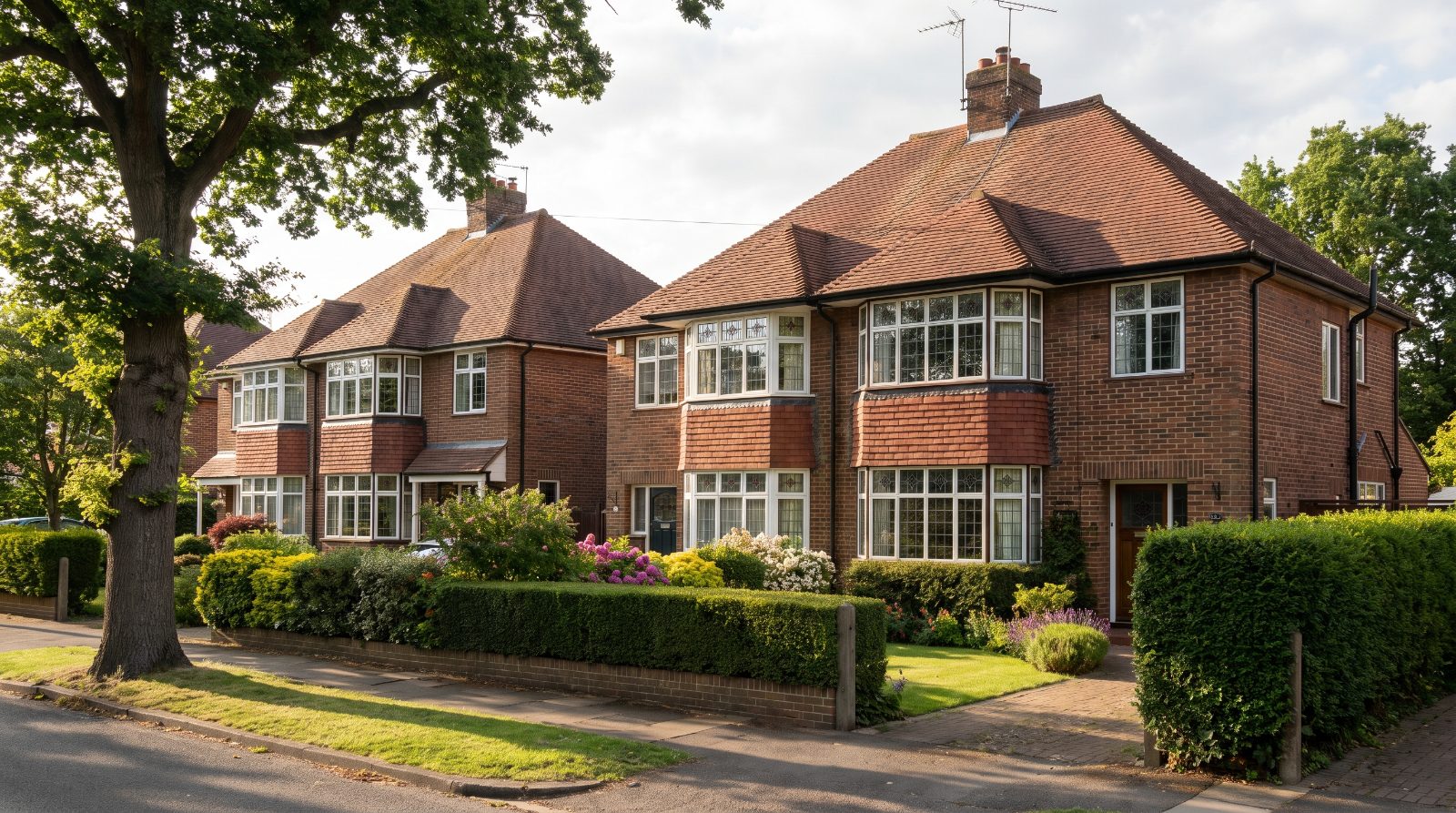 A pair of 1930s semi-detached houses of the kind widely let across Surrey