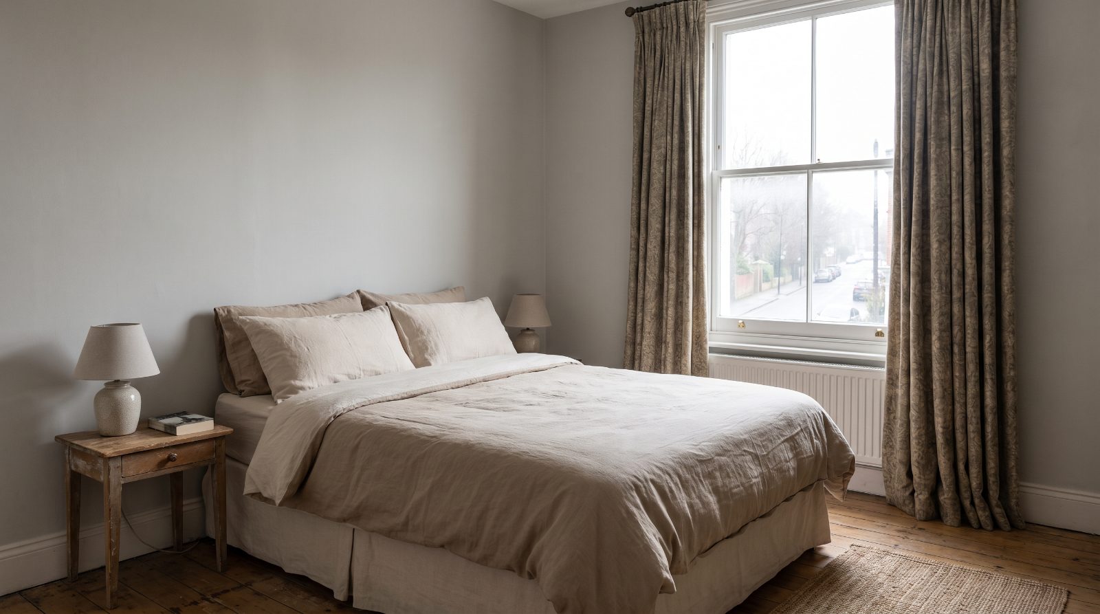 A furnished double bedroom in a rental property