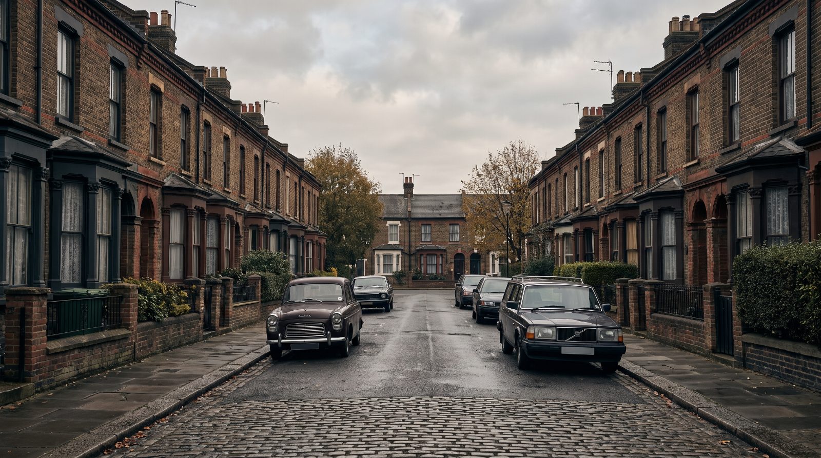 A street of Victorian terraced rental houses of the type common across Guildford