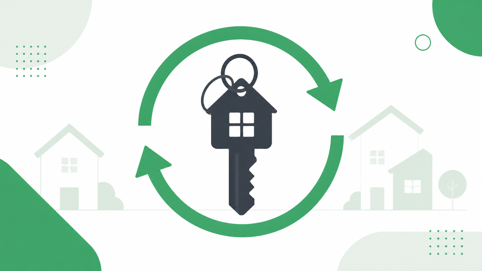 House key inside circular arrow representing rolling tenancies