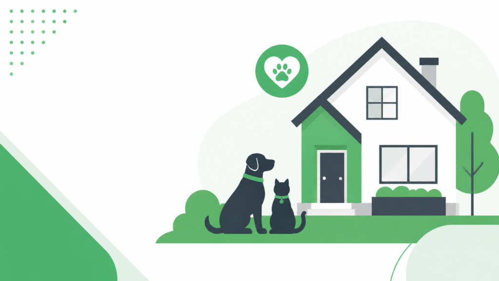 Dog and cat beside a house representing pet-friendly rental policies